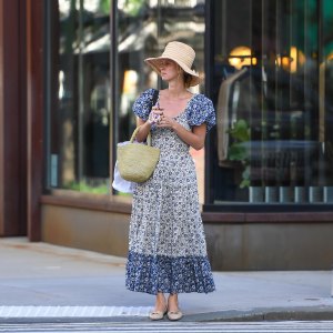 nicky-hilton-cottagecore-blue-white-maxi-dress