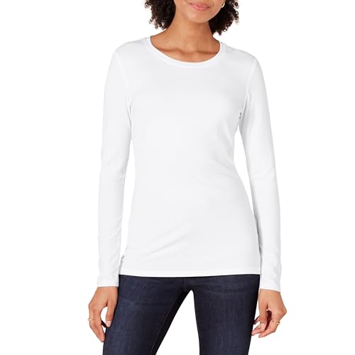 Amazon Essentials Women's Classic-Fit Long-Sleeve Crewneck T-Shirt (Available in Plus Size), White, XX-Large