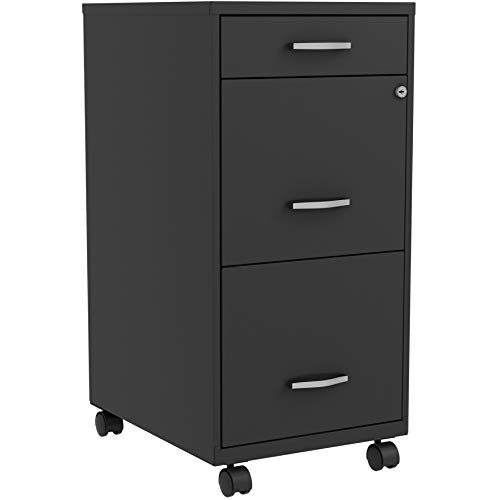 Lorell LYS SOHO Box/File/File 3-Drawer Mobile File Cabinet, Black, 14.3