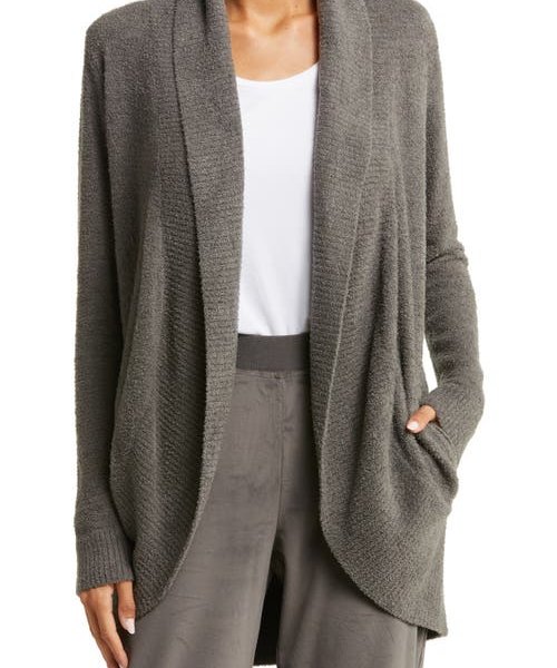 barefoot dreams CozyChic Lite® Circle Cardigan in Mineral at Nordstrom, Size Large