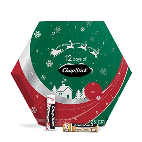 ChapStick 12 Days Holiday Advent Calendar Lip Balm Gift Set, Lip Care - Pack of 12