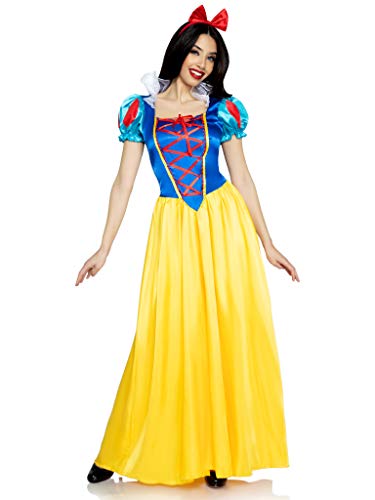 Leg Avenue Womens - 2 Piece Classic Snow White Set Family Friend Full Length Princess Dress With Headband for Women Adult Sized Costumes, Multi, Large US