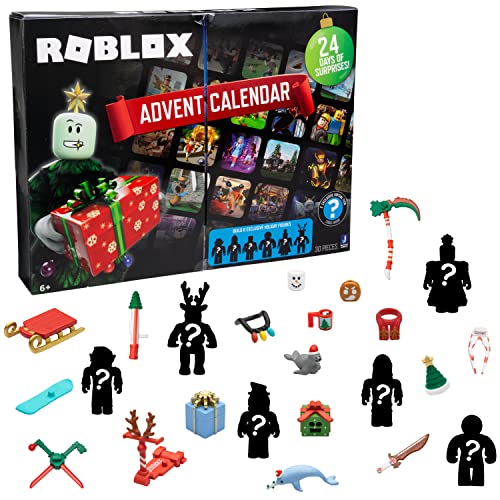 Roblox Holiday Advent Calendar for Kids, 24 Day Gift Playset - Toy Set Includes 6 Figures, 18 Accessories, 2 Redeemable Codes & More - 30 Pieces Total - Christmas Gift for Boys & Girls Ages 6+