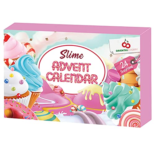 Advent Calendar 2023 - Christmas Countdown Advent Calendars - 24 Days of Surprises with DIY Fluffy Slime Kit - Funny Gifts Toy for Toddler Kids Teens Girls 4 5 6 7 8 9 10 11 12 Year Old