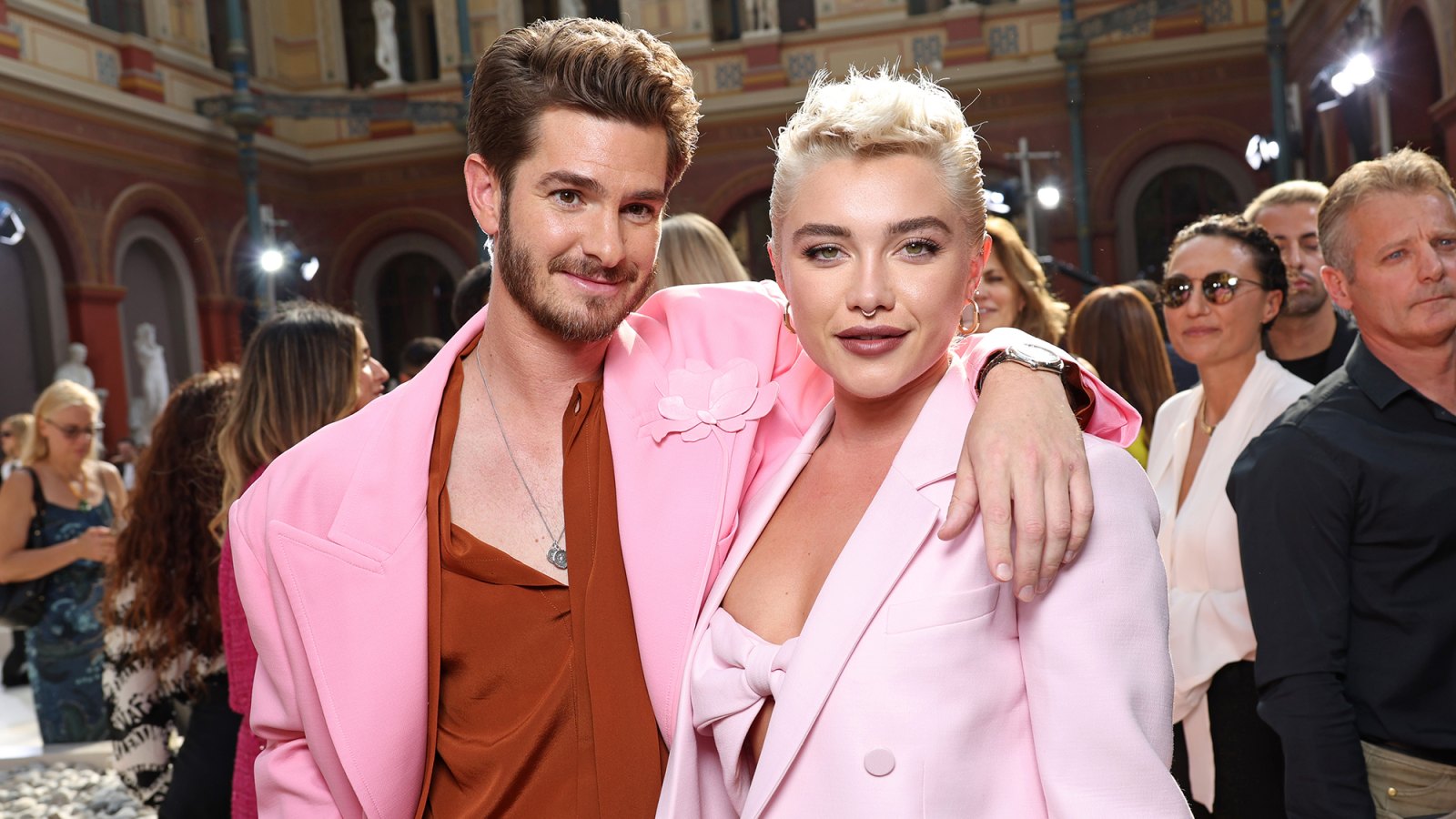 Andrew Garfield and Florence Pugh at Valentino show in Paris