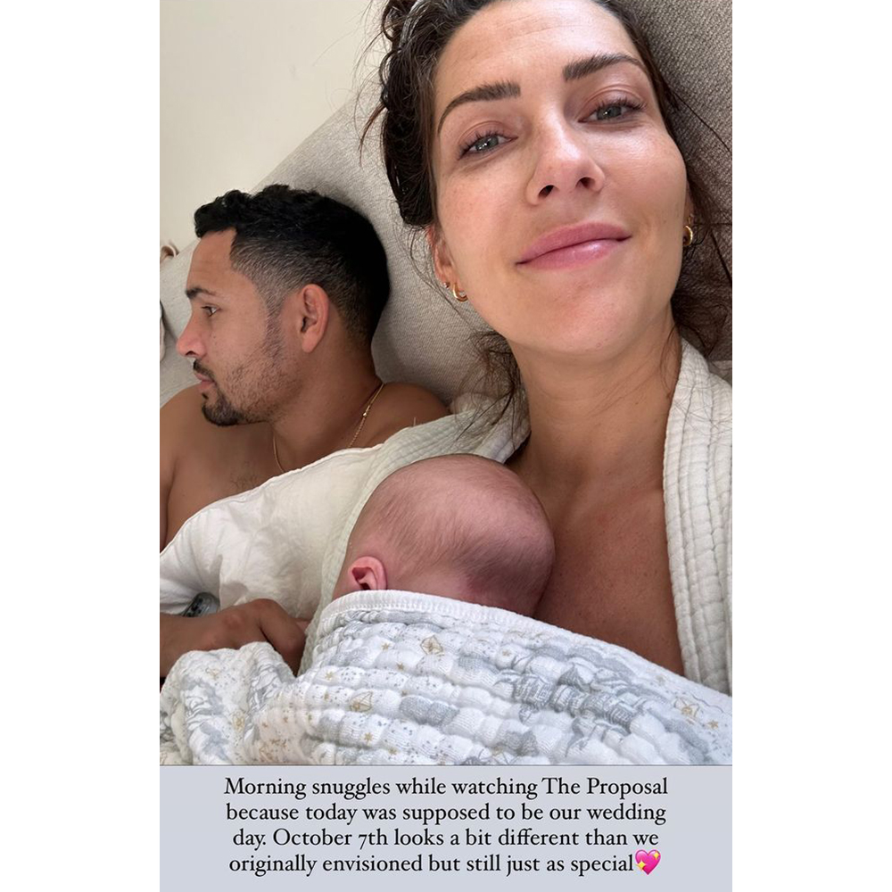 Bachelor in Paradise's Becca Kufrin and Thomas Jacobs Snuggle Son Benny on Original Wedding Day
