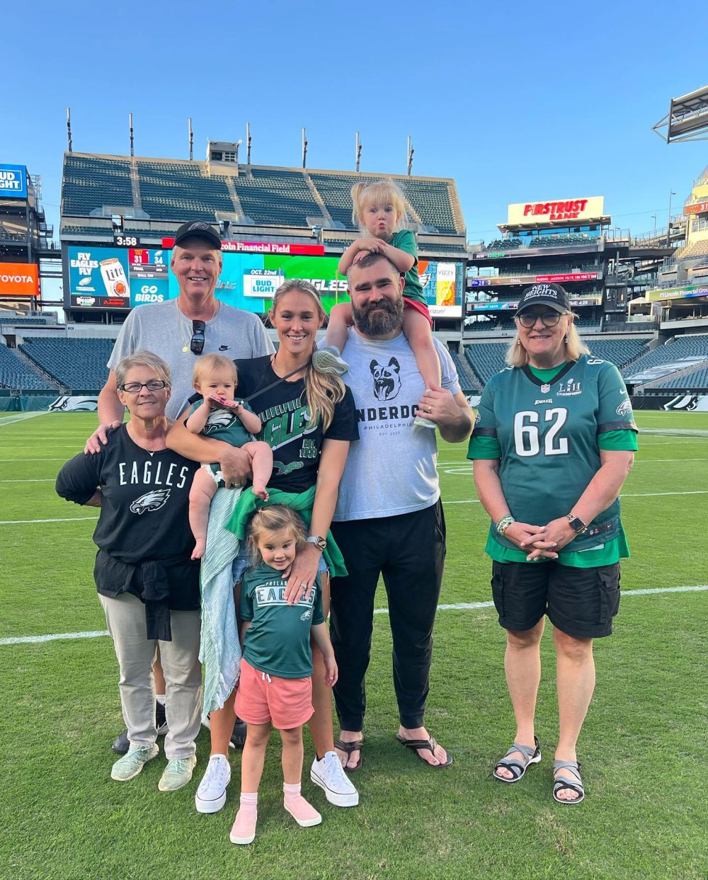 Jason Kelce Wife Kylie Celebrates Youngest Daughter's 1st Official Eagles Game 3