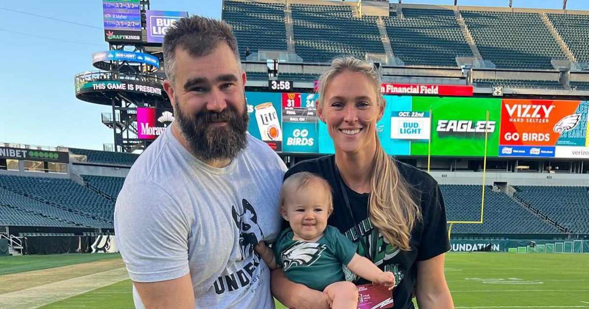 Jason Kelce Wife Kylie Celebrates Youngest Daughters 1st Official Eagles Game