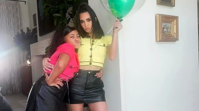 Kim and North twinning at Kourtney s baby shower 406