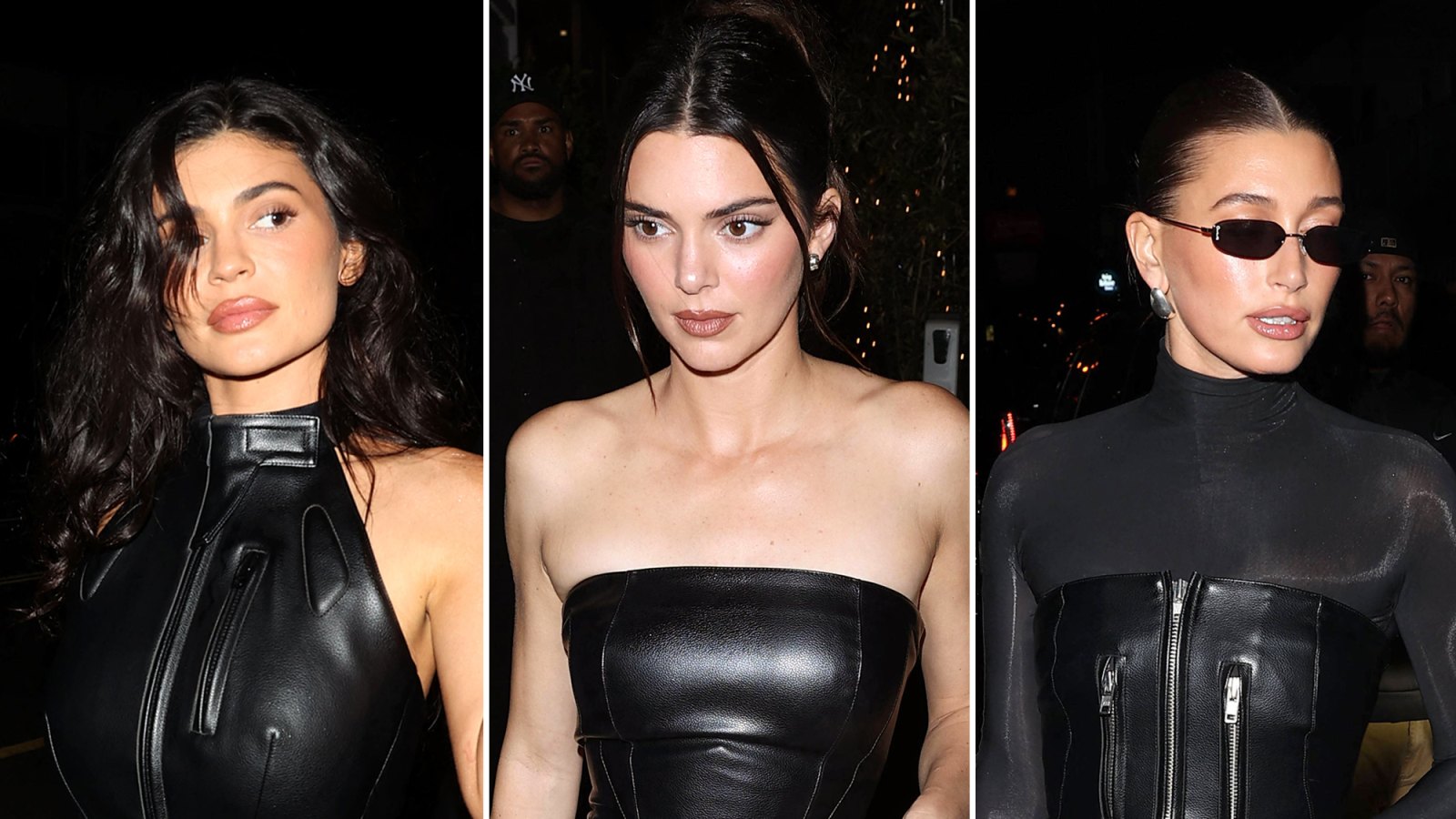 Kylie and Kendall Jenner Coordinate in Leather for Night Out in