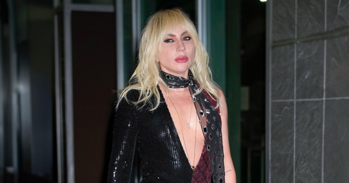 Lady Gaga Shows Off Her New Fringe in Asymmetrical Sequin Catsuit Lady Gaga Shows Off Her New Fringe in Asymmetrical Sequin Catsuit