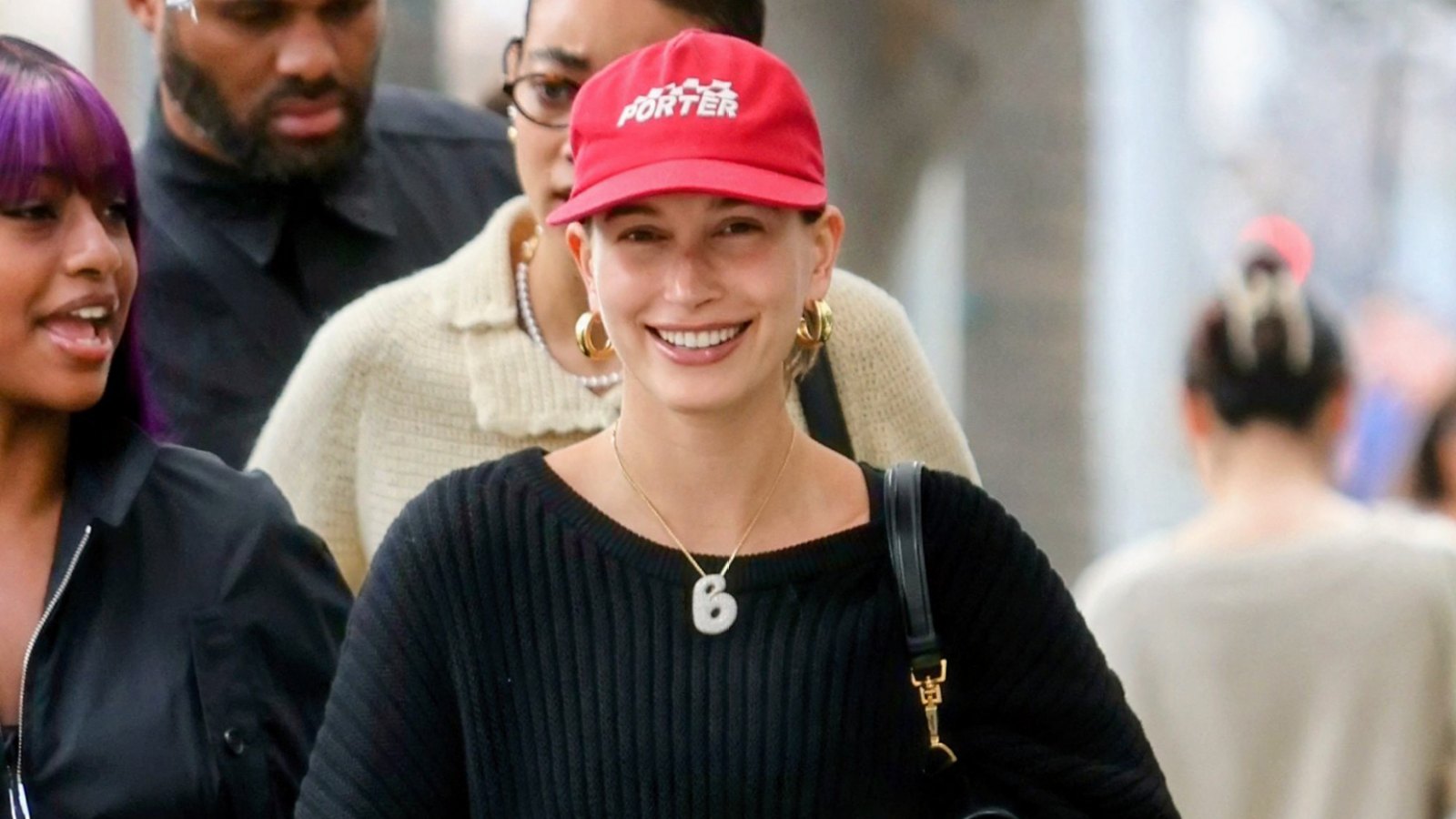 Hailey Bieber Grabs Lunch In the Slouchy Sweater of Our Dreams