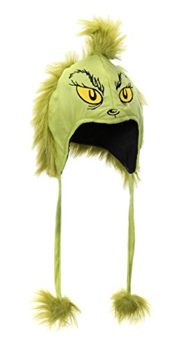 Dr. Seuss The Grinch Plush Costume Hoodie Hat for Adults and Teens Standard Green