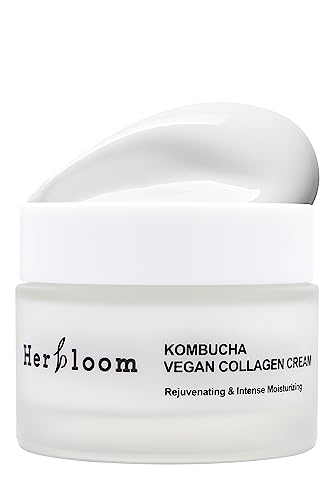 Herbloom Vegan Kombucha Collagen Cream - Korean Collagen Face Cream, Rejuvenating Ceramide Moisturizer, Organic, Vegan, Cruelty Free, Paraben Free - 1.69 fl. oz.