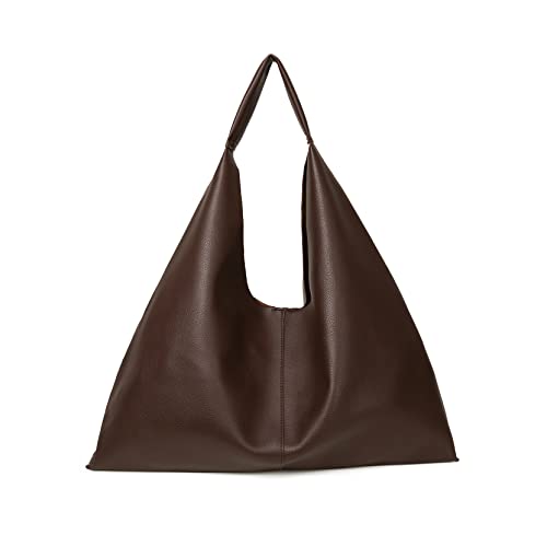 Leather Tote Bag, Oversized Hobo Bags, Large Tote Bag for Women Work, Vegan Leather Handbags Travel, Tote Bags for School, Dark Brown