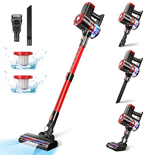 PRETTYCARE Cordless Vacuum Cleaner, 20Kpa Powerful Suction Stick Vacuum with 35min Long Runtime Detachable Battery, 6 in 1 Lightweight Quiet Vacuum Cleaner Perfect for Hardwood Floor & Carpet Pet Hair