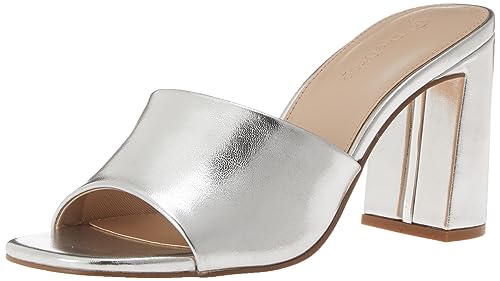 The Drop Women's Pattie High Block-heeled Mule Sandal, Silver, 9