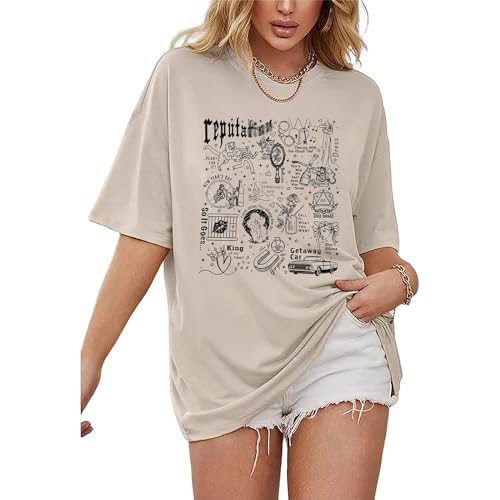 MNLYBABY Album Graphic Oversized T Shirt Vintage Album Country Music Lover Short Sleeve Tee Music Concert Fans Gift Top Apricot