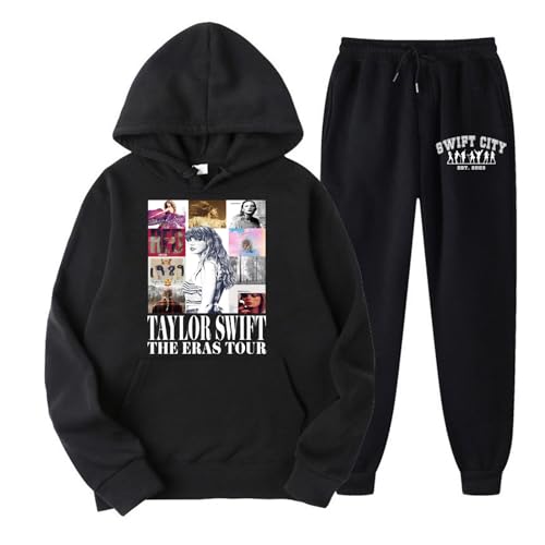 Womens 1989 Two Piece Sets For Women,2023 Fall Clothes Trendy 1989 Graphic Hoodies Fans Gift Concert Outfits Merch Version Oversized Sweatshirt +Sweatpants Lounge Sets Tracksuit(D-Black,S)