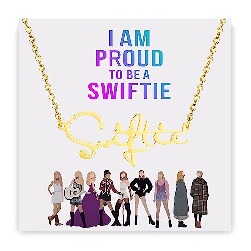 HSWYFCJY Gold Swiftie Necklace for Women,Taylor Outfit Jewelry Swiftie Accessories for Eras Tour,TS Inspired Necklace for Music Lover,Singer Fans Gifts Album Song Title Necklace