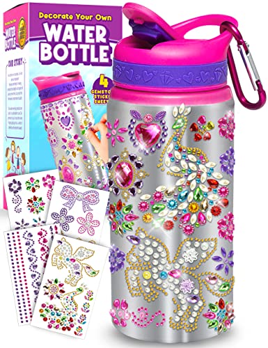 Purple Ladybug Decorate Your Own Water Bottle for Girls Age 6-8 - Arts and Crafts Kit for Girls Ages 8-12, 7-10