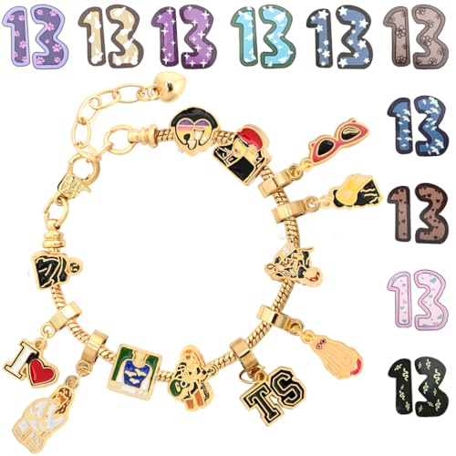 Horemdo Taylor Charm Bracelet Swift with Singer Theme Pedants, 13 hand Tattoos Stickers, Music Lover Fans Bracelet Swift Merchandise
