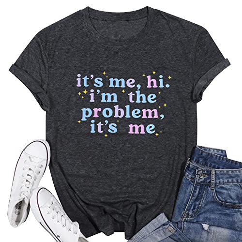 It's Me Hi I'm The Problem It's Me Shirt for Women Country Music Shirt Concert Tshirts Funny Vintage Shirt Short Sleeve Fans Gift Tee Top Grey