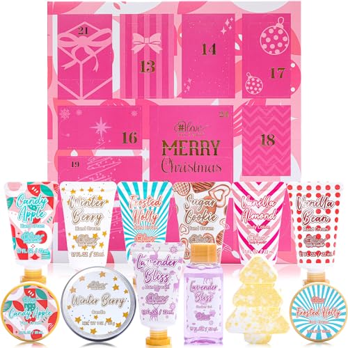 2023 Limited Edition Advent Calendar Christmas Gifts Bath Sets for Women Gift, 12 Piece Spa Gift Set Including Hand Lotion, Body Lotion, Candles, Shower Gel, Bath Bomb, Holiday Gift, Pampering Set for Women and Men