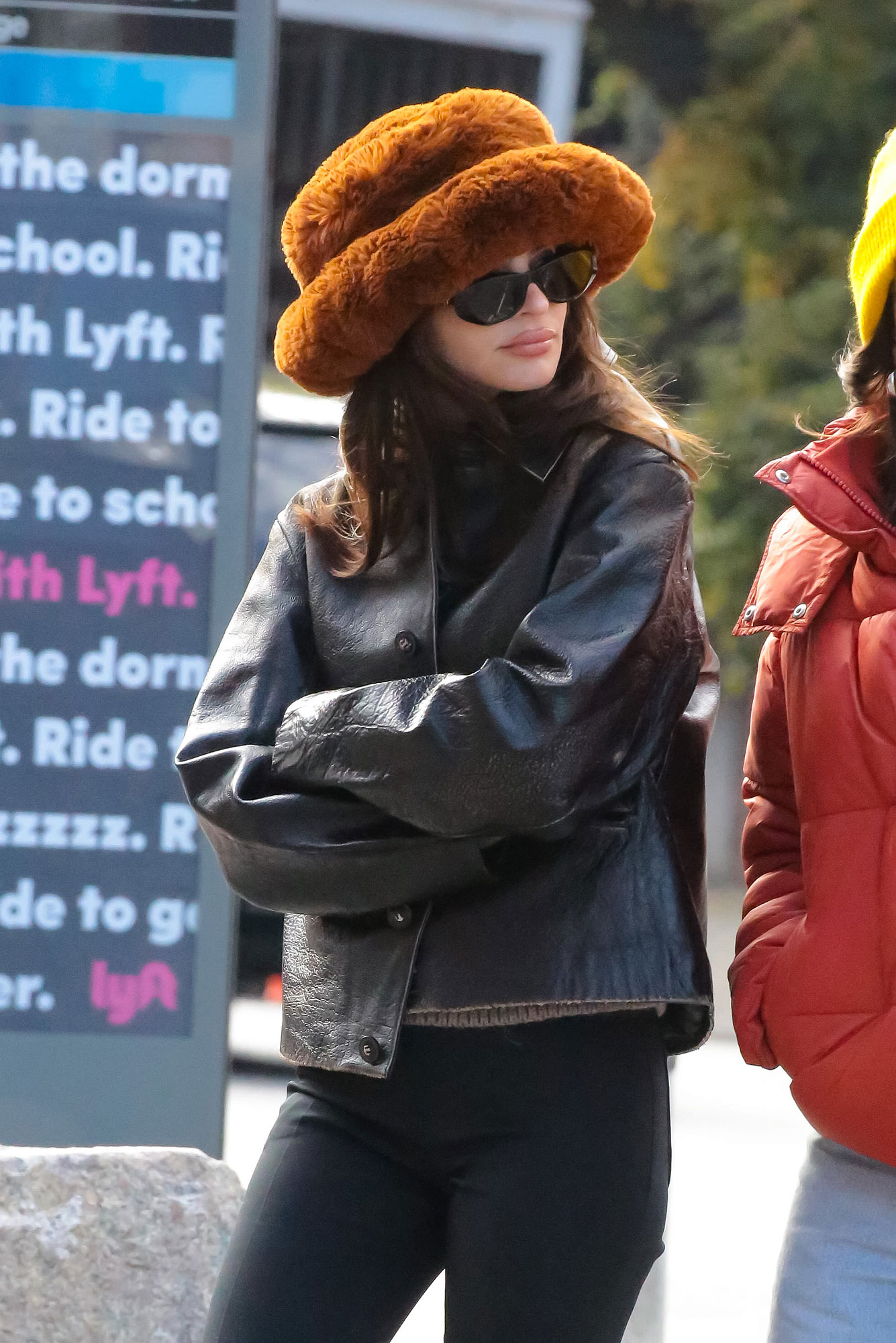 Emily Ratajkowski Revives Big Fuzzy Bucket Hat During NYC Stroll