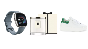 Various gifts including a Fitbit, Jo Malone candle and Valentino sneakers