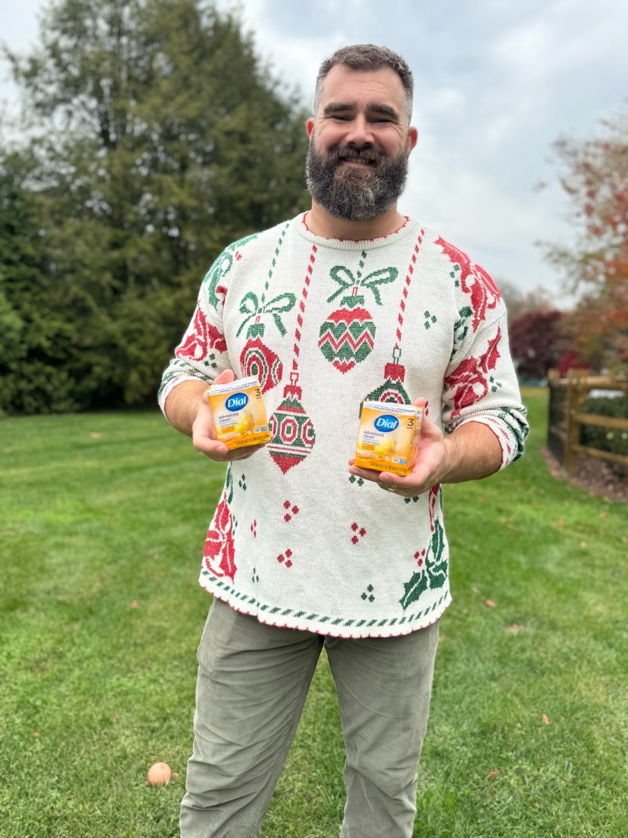 Jason Kelce Celebs in Ugly Christmas Sweaters