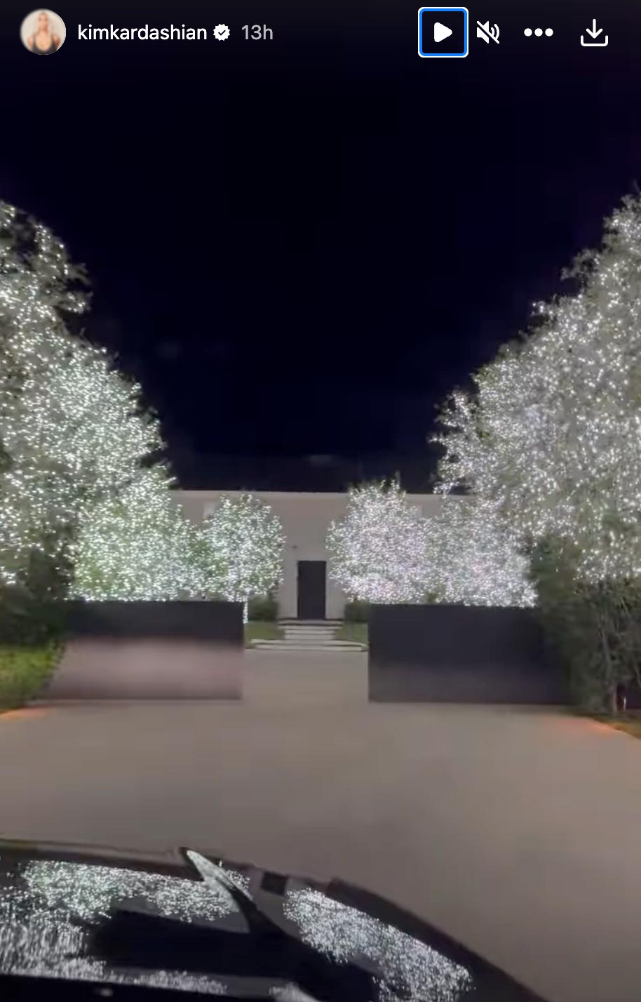 Kim Kardashian Kicks Off Her Christmas Decor With Enormous Light Display Lining Lavish L.A. Driveway