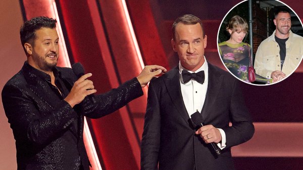 Luke Bryan and Peyton Manning Couldn t Help But Reference Taylor Swift Travis Kelce in 2023 CMA Awards Opening 429