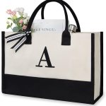 TOP Design Personalized Initial Canvas Tote Bag