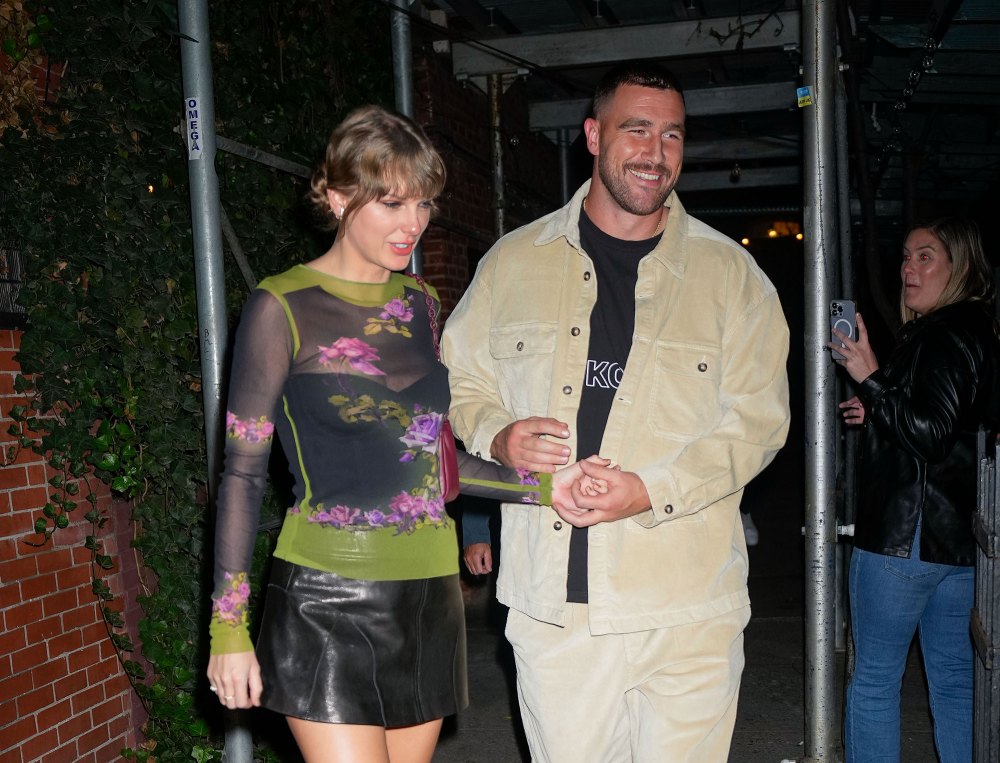 Taylor Swift and Travis Kelce outside the Waverly Inn.