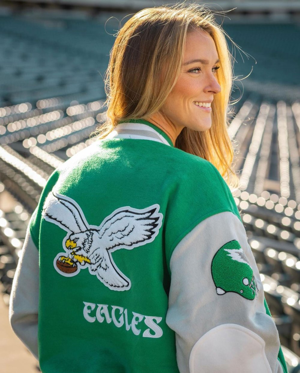 Winner of Kylie Kelce Signed Eagles Jacket Revealed Kaitlin Olson Outbid Husband Rob McElhenney on Signed Eagles Jacket