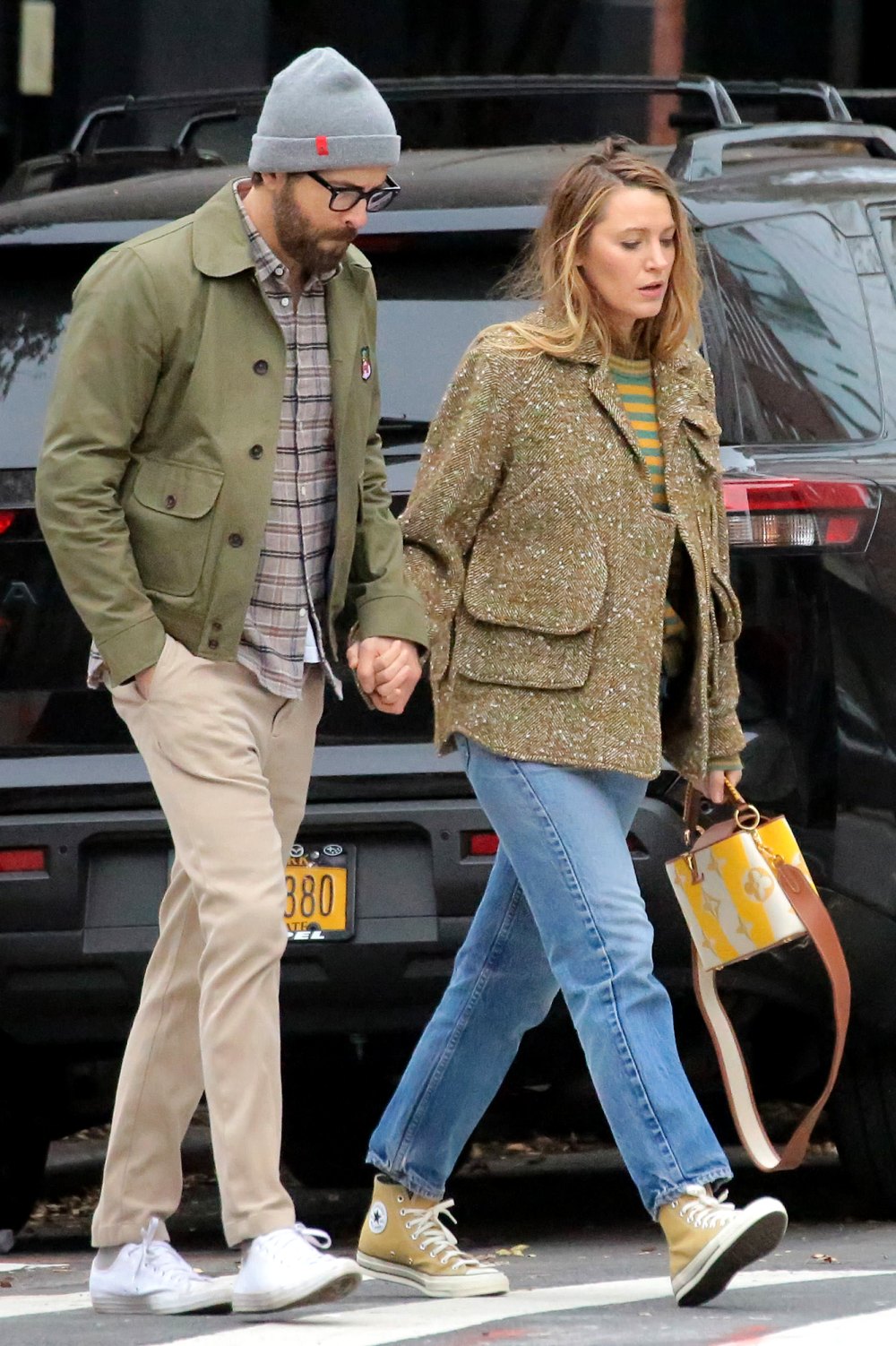 Blake Lively and Ryan Reynolds Coordinate in Olive During Autumn Stroll in New York City