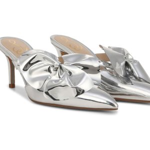 silver bow heels