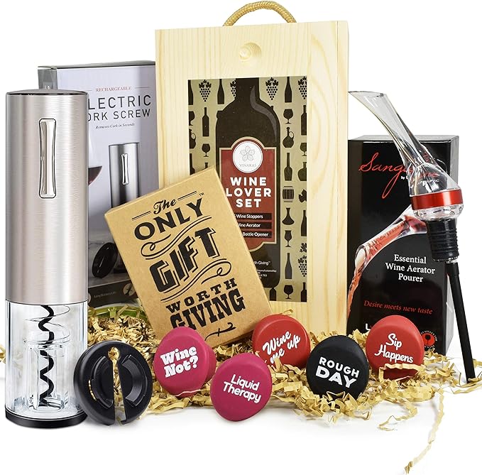 The Only Gift Worth Giving Store Wine Accessory Set with Wooden Box