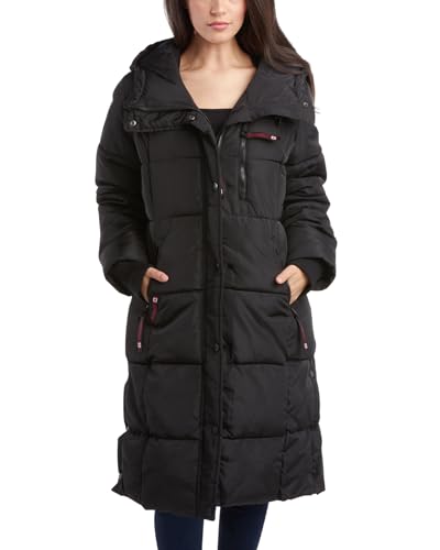 CANADA WEATHER GEAR Womens Winter Coat Full Length Quilted Puffer Parka Plus Size Heavyweight Maxi Jacket for Women, S-3X, Size Medium, Jet Black