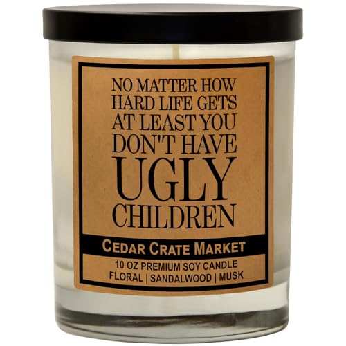 Mom Gifts for Women | Ocean Salt + Sea Sandalwood + Citrus Scented | No Matter How Hard Life gets | Funny Candle Gifts for Mama Funny Gift | 13.5 oz Jar, 10 Oz. Soy Wax | 50+ Hr Burn - Made in USA