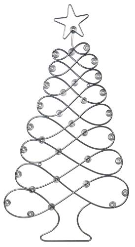 Red Co. Christmas Tree Card Holder Wall Mounted Decorative Rack in Silver Finish - 34" H