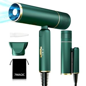 Best for Thick Hair: 7MAGIC Foldable Green Ionic Travel Hair Dryer
