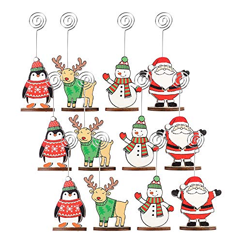LucyPhy 12Packs Christmas Wood Place Card Holders