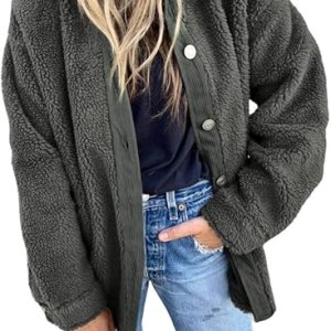 Best Fuzzy Shacket: Dokotoo Womens Fleece Button Down Sherpa Jacket