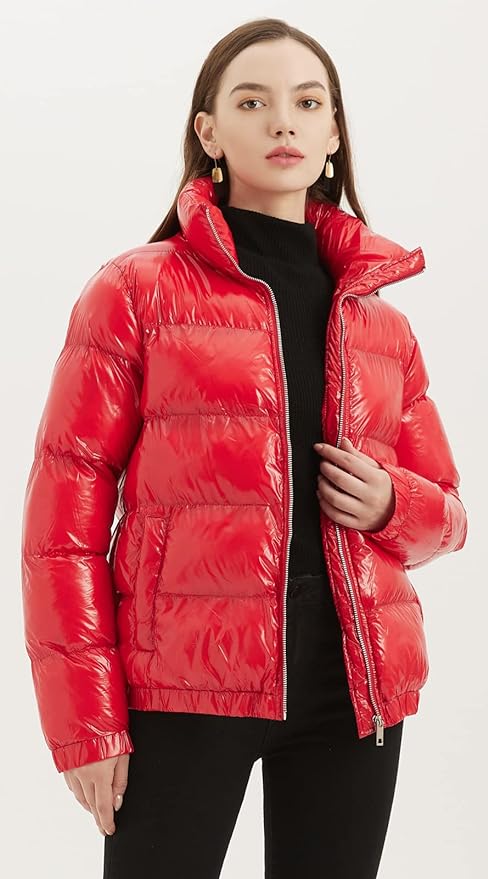 red puffer coat