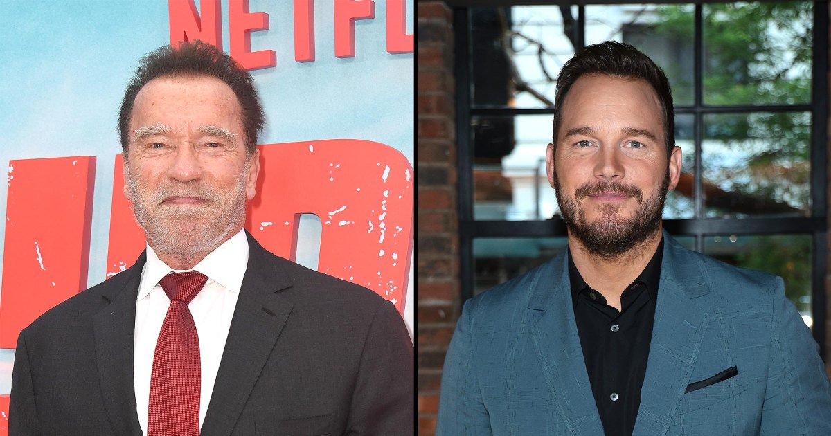 Arnold Schwarzenegger and Chris Pratt Coordinate in Christmas Shirts Arnold Schwarzenegger and Chris Pratt Coordinate in Christmas Shirts