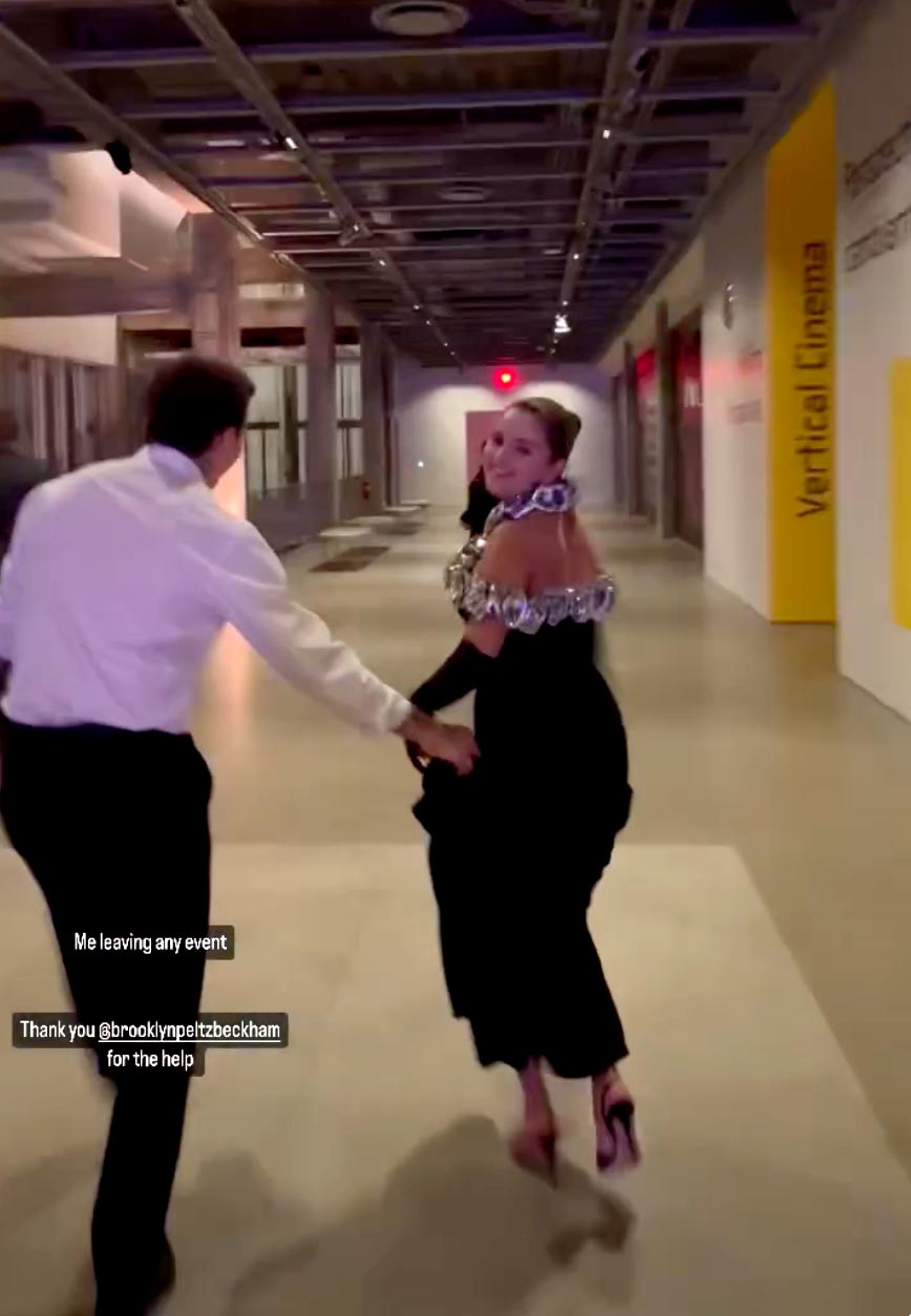 Brooklyn Beckham Holds Selena Gomez's Dress While She Runs out of Museum Gala