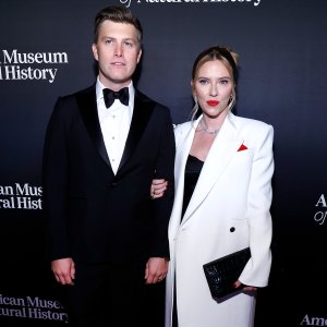 Colin Jost and Scarlett Johansson attend 2023 American Museum Of Natural History Gala