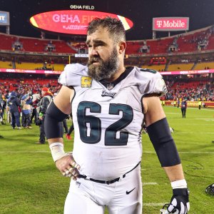 Jason Kelce Wears His Signature Flip Flops Before Christmas Football Game Against New York Giants